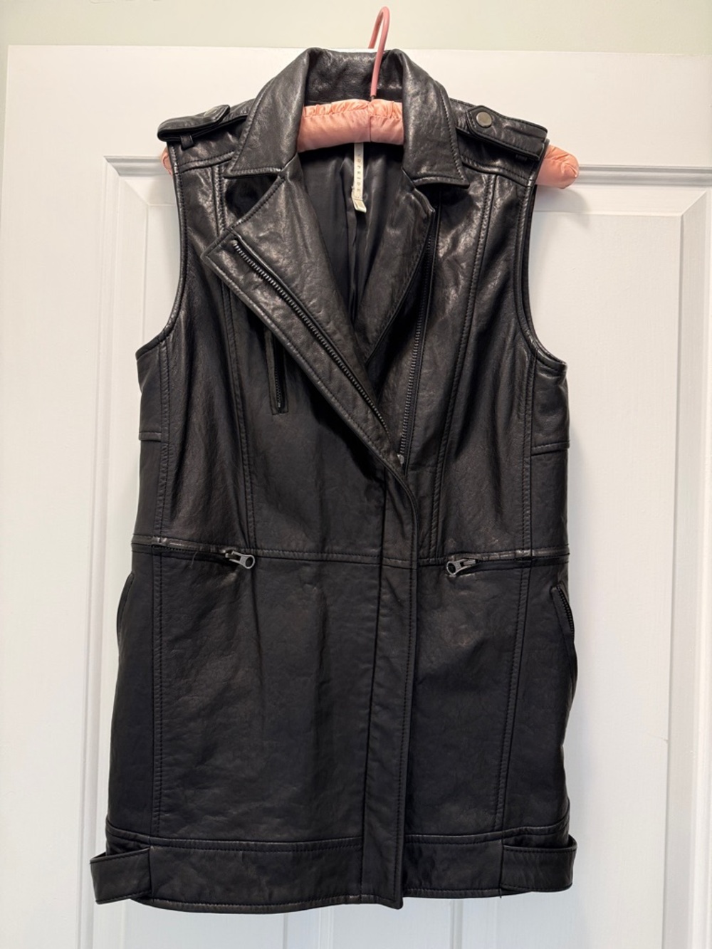 Truth and Pride Black Leather Sleeveless Moto Vest
